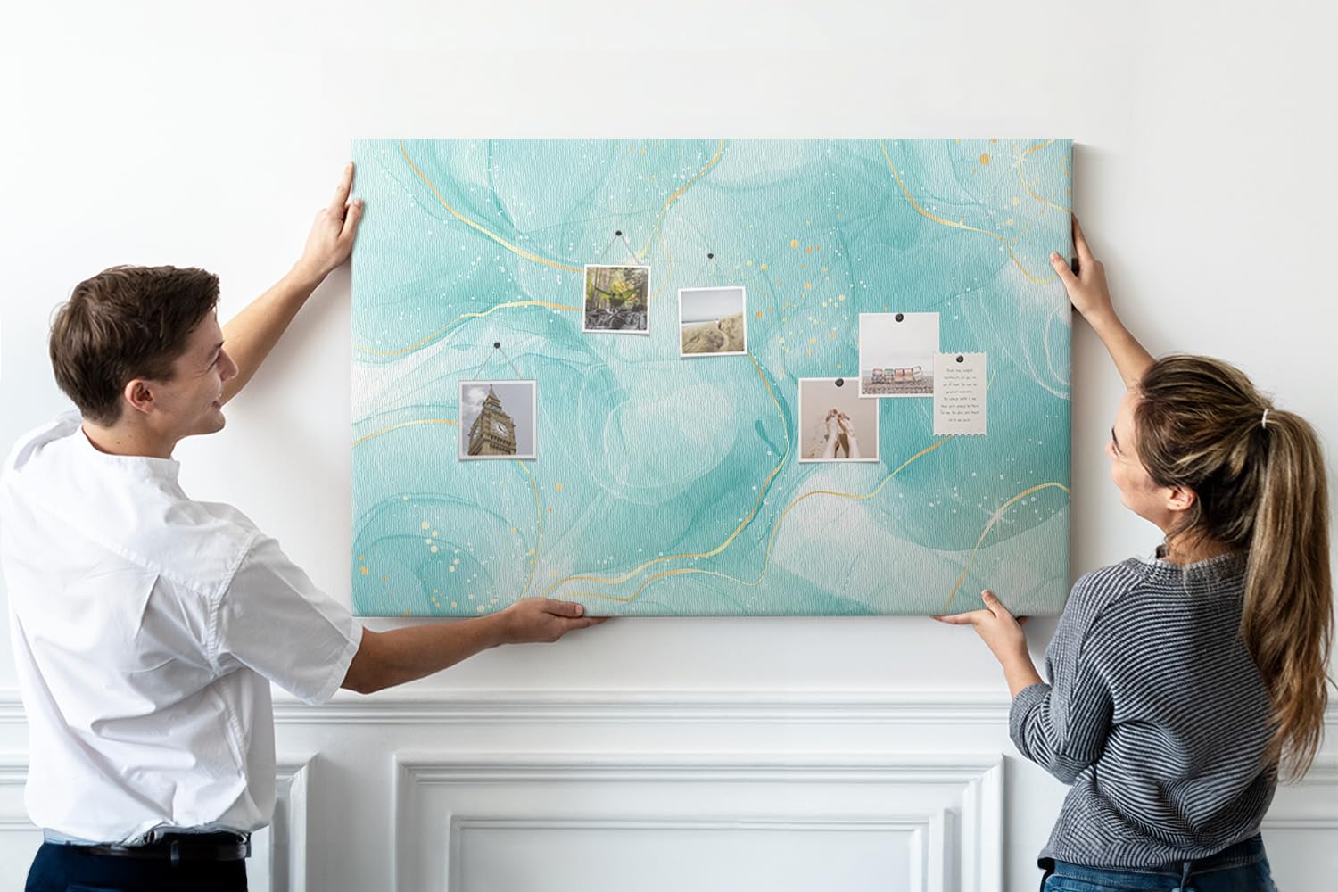 Pannello in sughero orizzontale grande | lavagna murale per ufficio casa scuola | organizzazione quotidiana di appunti foto idee progetti e promemoria - 120x80 - di legno - Marmo astratto