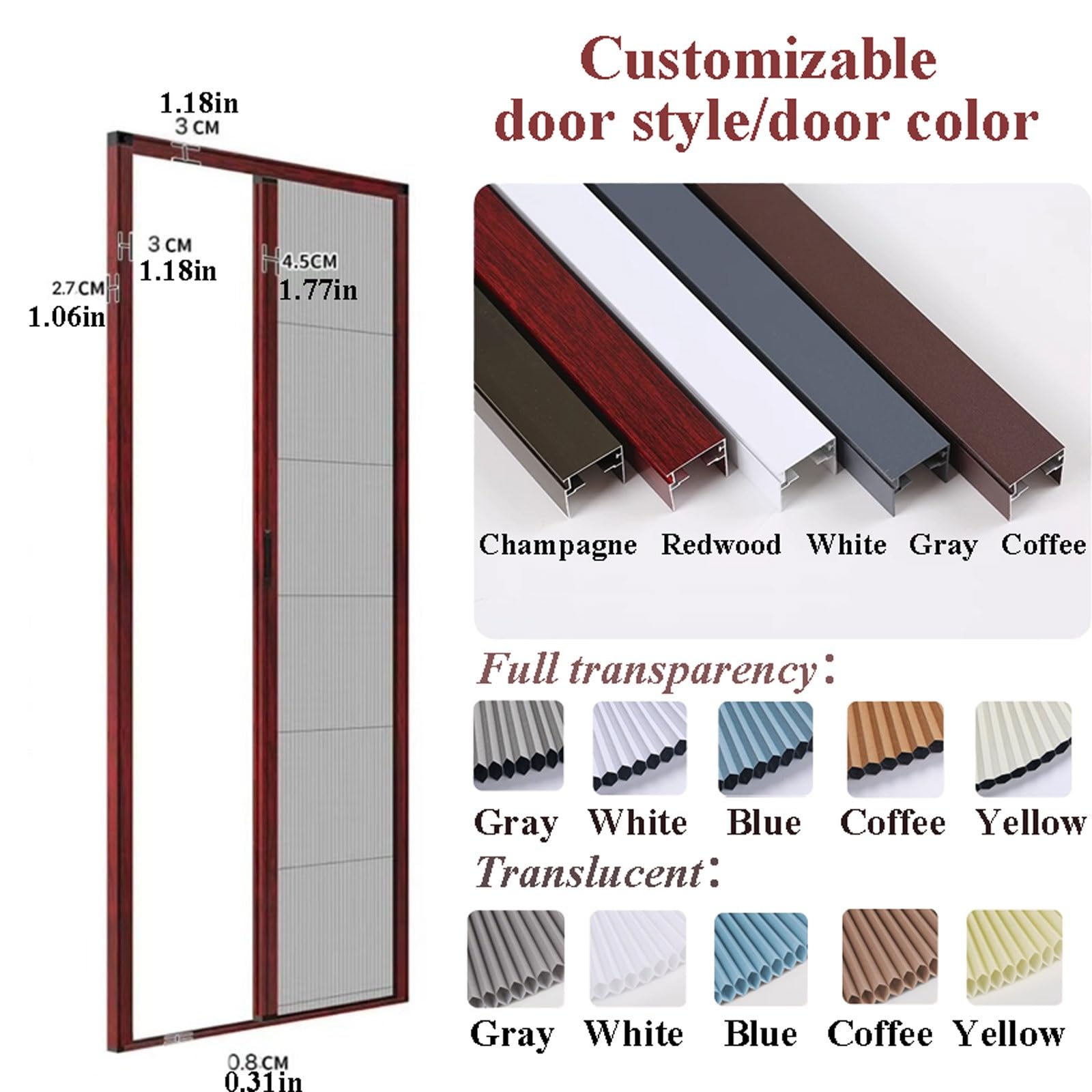 Porte Pliante alvéolée à Pousser-Tirer de Hauteur 75 79 83 87 90 94 po, Portes accordéon Blanches pour intérieur et extérieur (100 x 190 cm / 39,3 x 75 po)