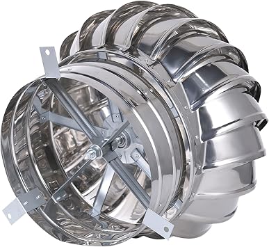 Rotating Chimney Cowl Cap Spinner,Stainless Steel Rotating Spinning Ventilation Chimney Cowl,Anti-downdraught Pipefitter,Cowl Cap with Claw Base Energy Saving,Roof Vents,110mm