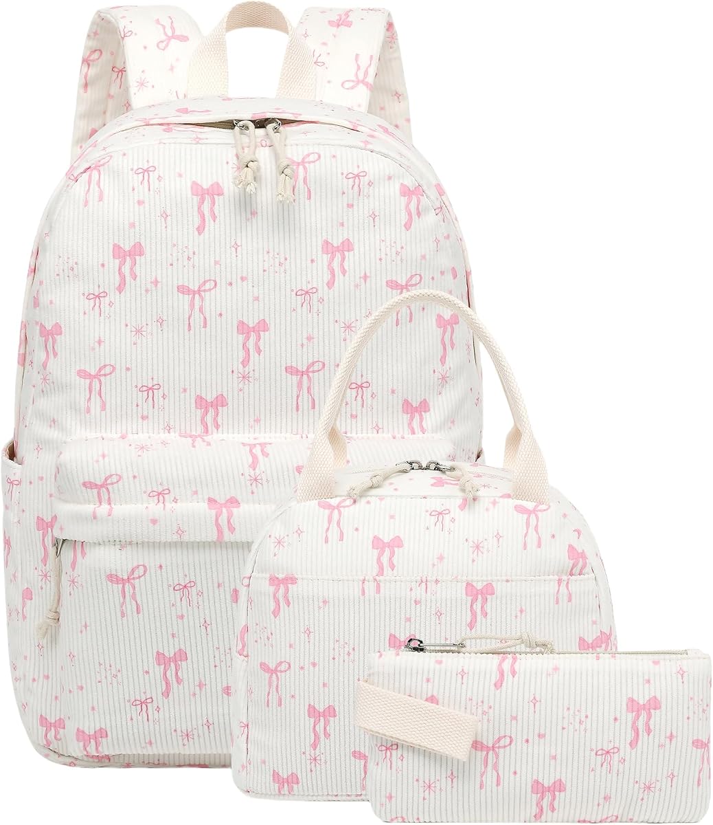 Mochilas escolares para niñas adolescentes Mochilas infantiles ligeras Juego de mochilas escolares con caja de almuerzo Estuche para lápices