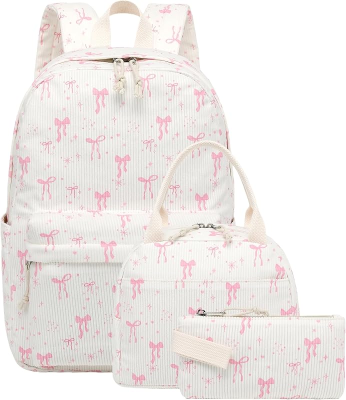 Mochilas escolares para niñas adolescentes Mochilas infantiles ligeras Juego de mochilas escolares con caja de almuerzo Estuche para lápices