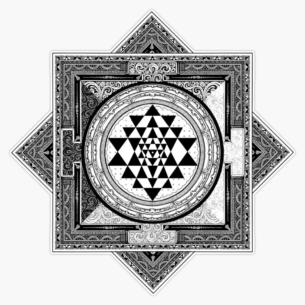 Spiritual Bumper Stickers Sri Yantra Sacred Geometry Sticker 5 Black 