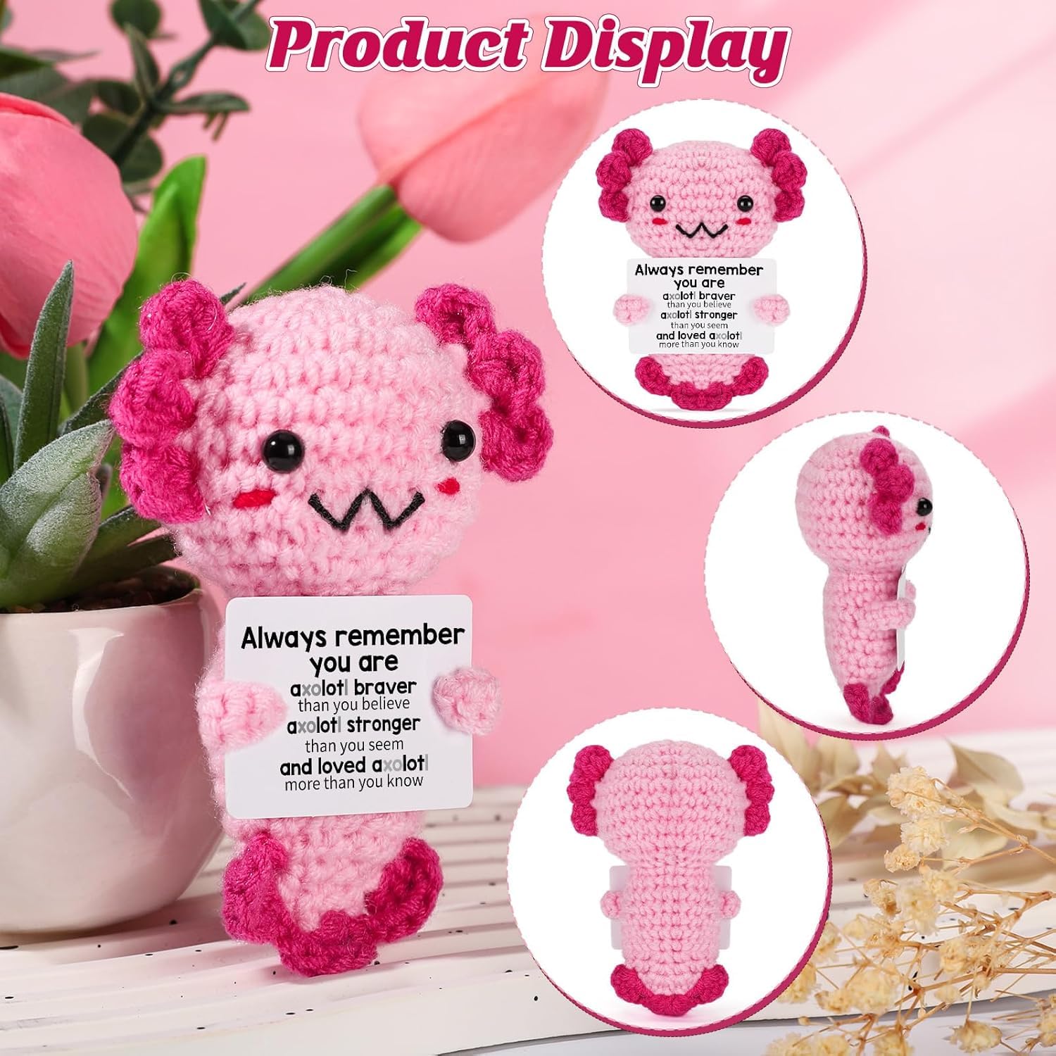 ALUNME Positive Axolotl Gifts, Emotional Support Crochet Plush Girls Gift Stuff - Image 4