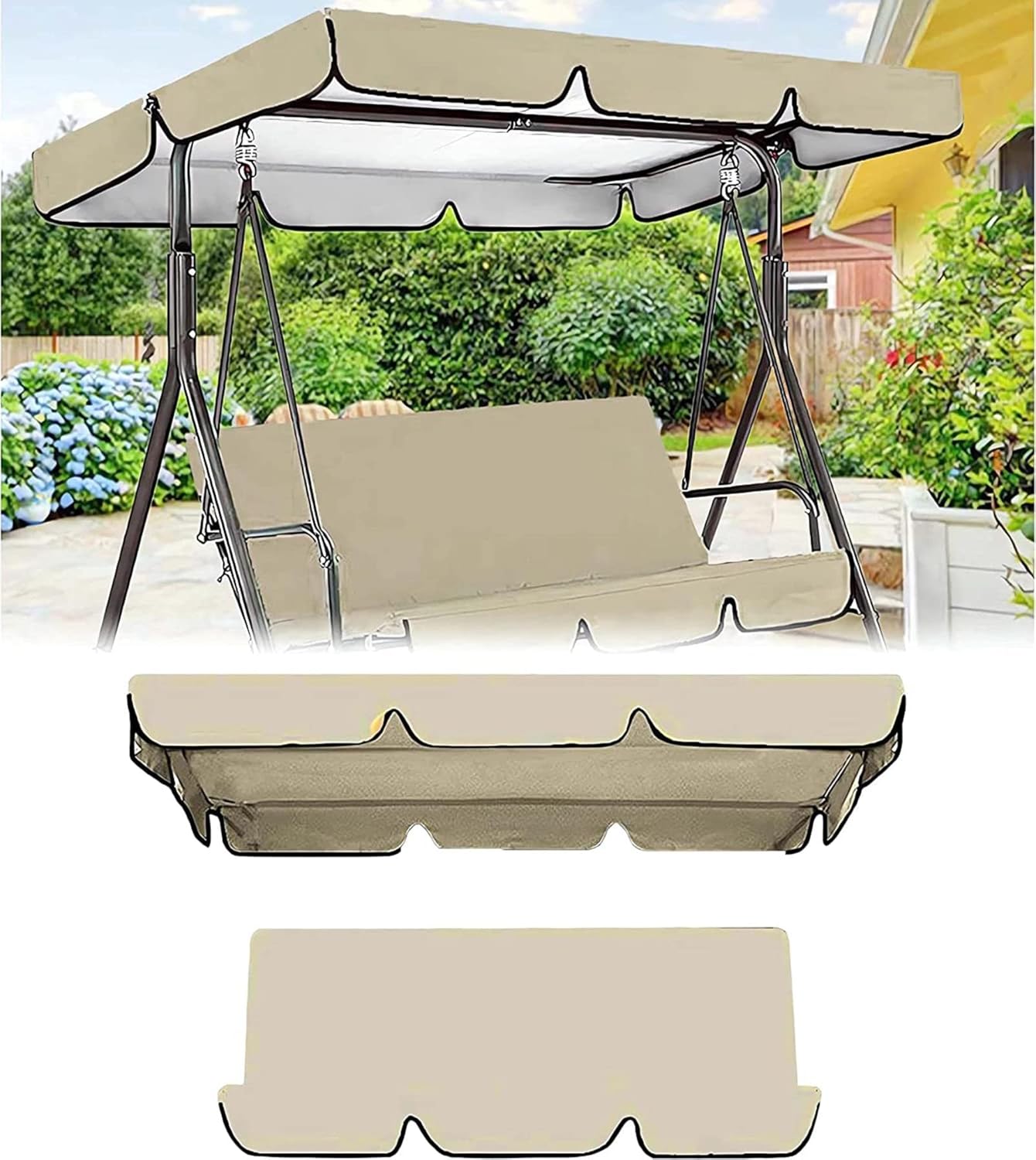 Patio Swing Canopy Cover Set Garden Replacement Canopy