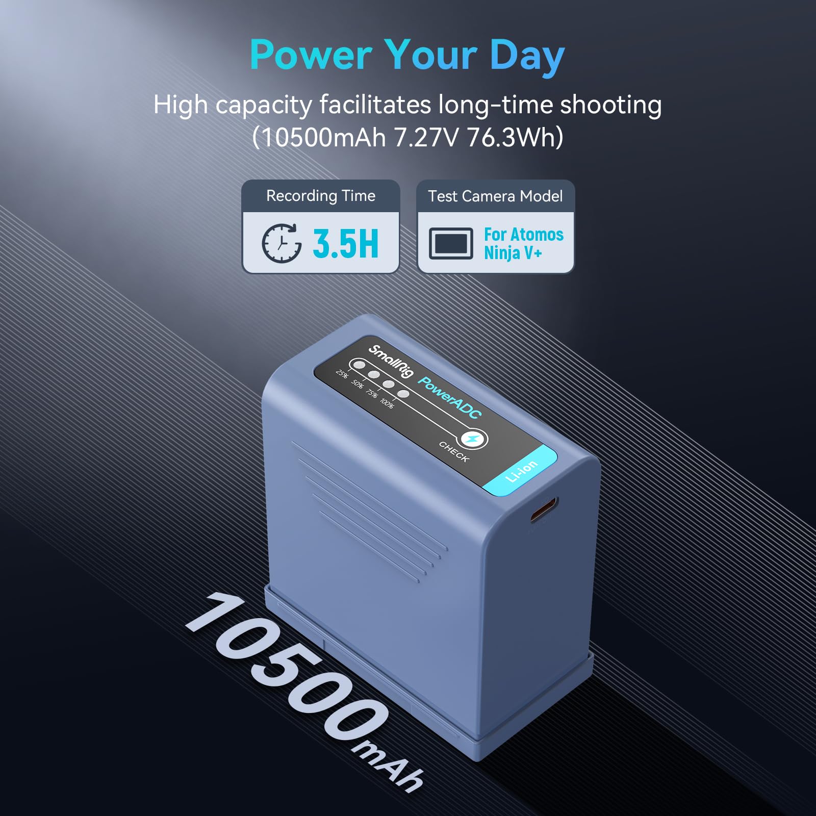 SMALLRIG NP-F970 Battery 10500mAh Wymienna Bateria dla Sony NP-F970 F960 F950 F930 F550 F570 F750, USB-C Fast Charging Rechargeable Camera Battery do Aparatu do Monitorów, LED Video Lights, Kamer-4267