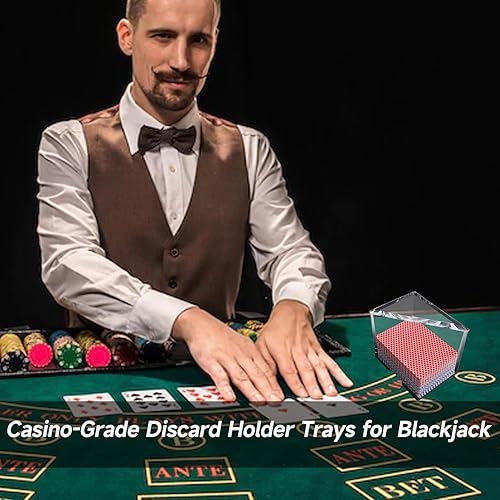 Miniatura 6 de GSE Games & Sports Expert Bandejas acrílicas de desechos, bandejas de grado casino para blackjack, puente, cartas (capacidad para 4 barajas de