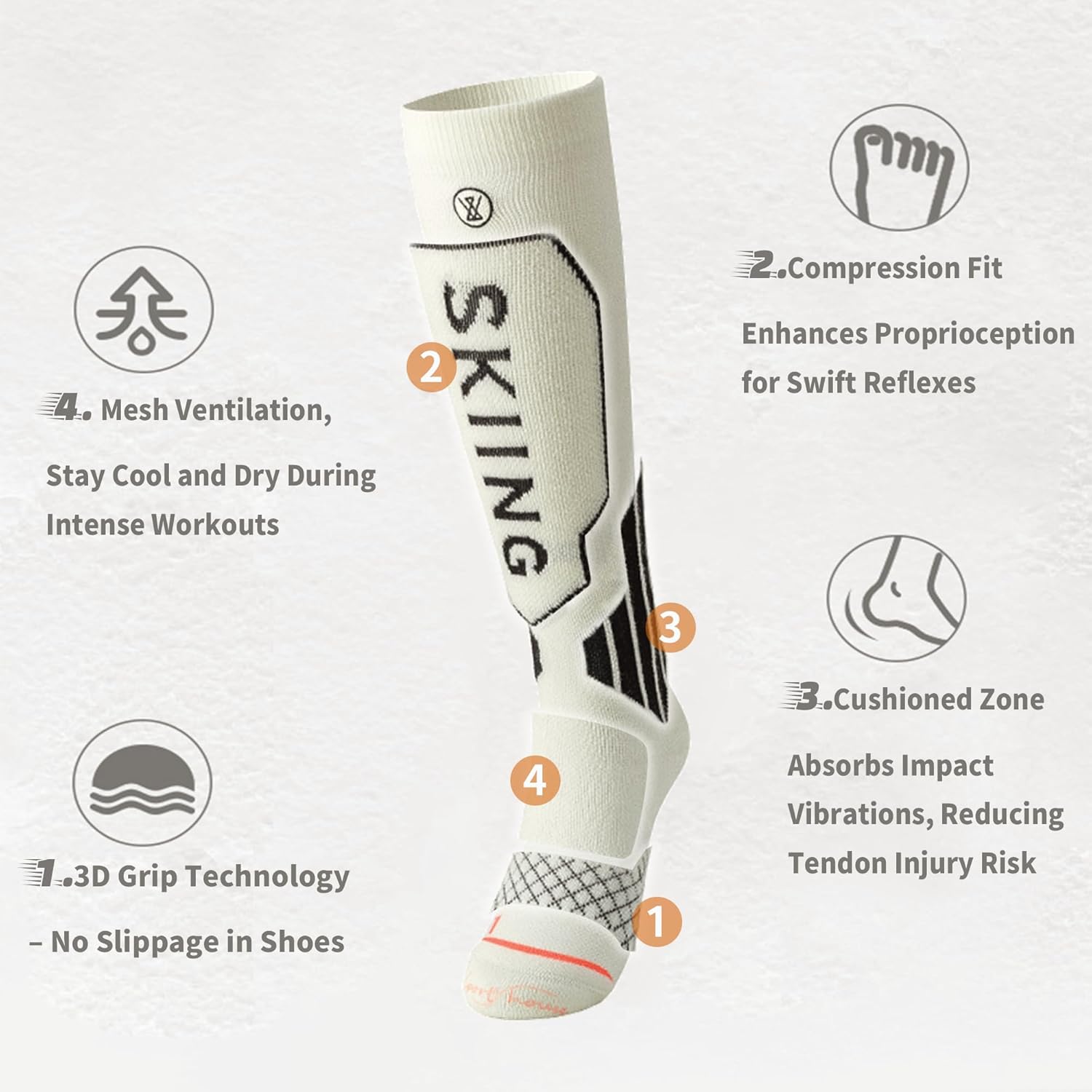 Ski Socks Merino Wool Socks for men&women Knee-High Winter Thermal Snowboarding Socks