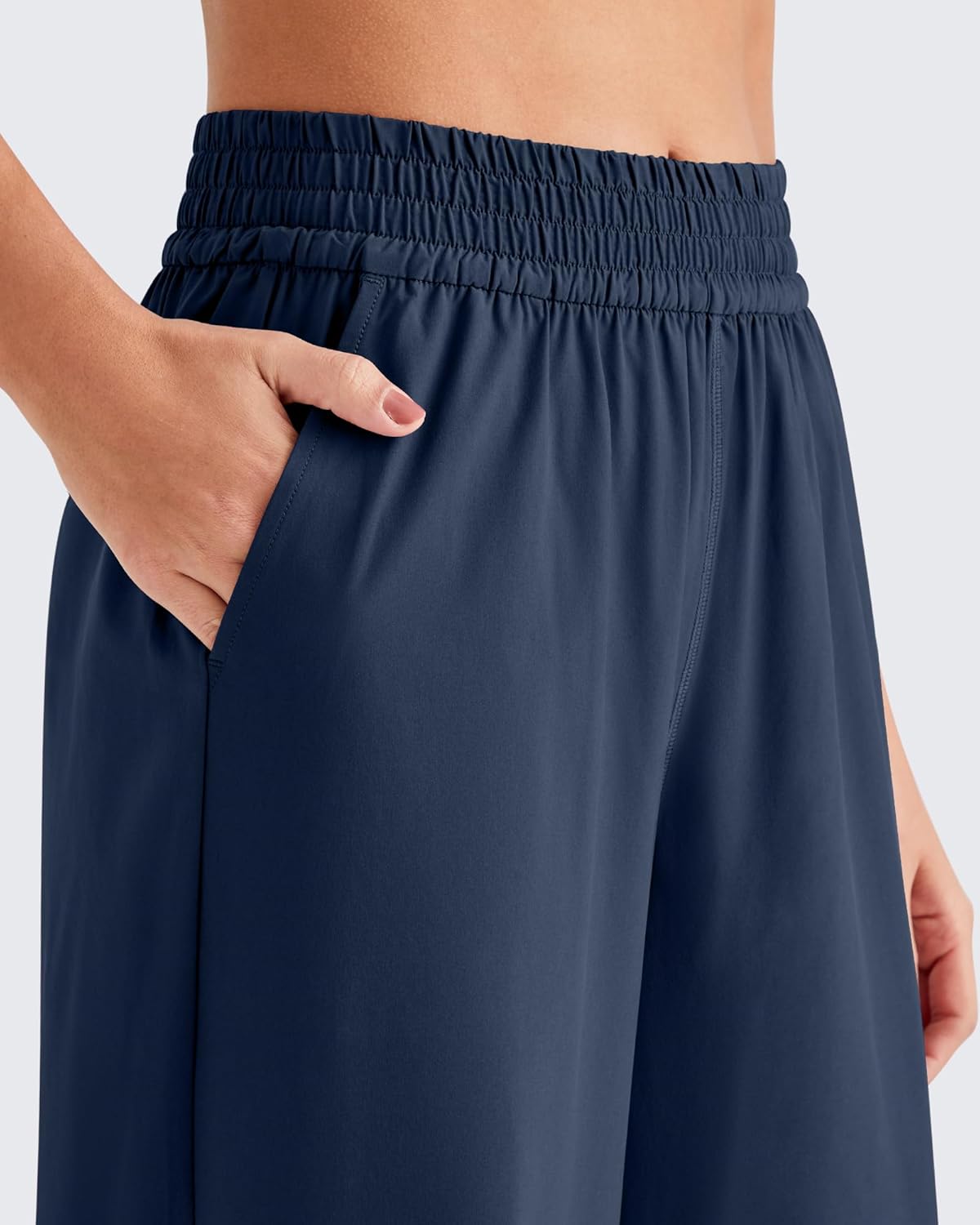 G4Free Womens Work Pants Wide Leg Trousers Pull On Dress Pant with Pockets Casual Summer(Dark Blue,L,29") - Image 4