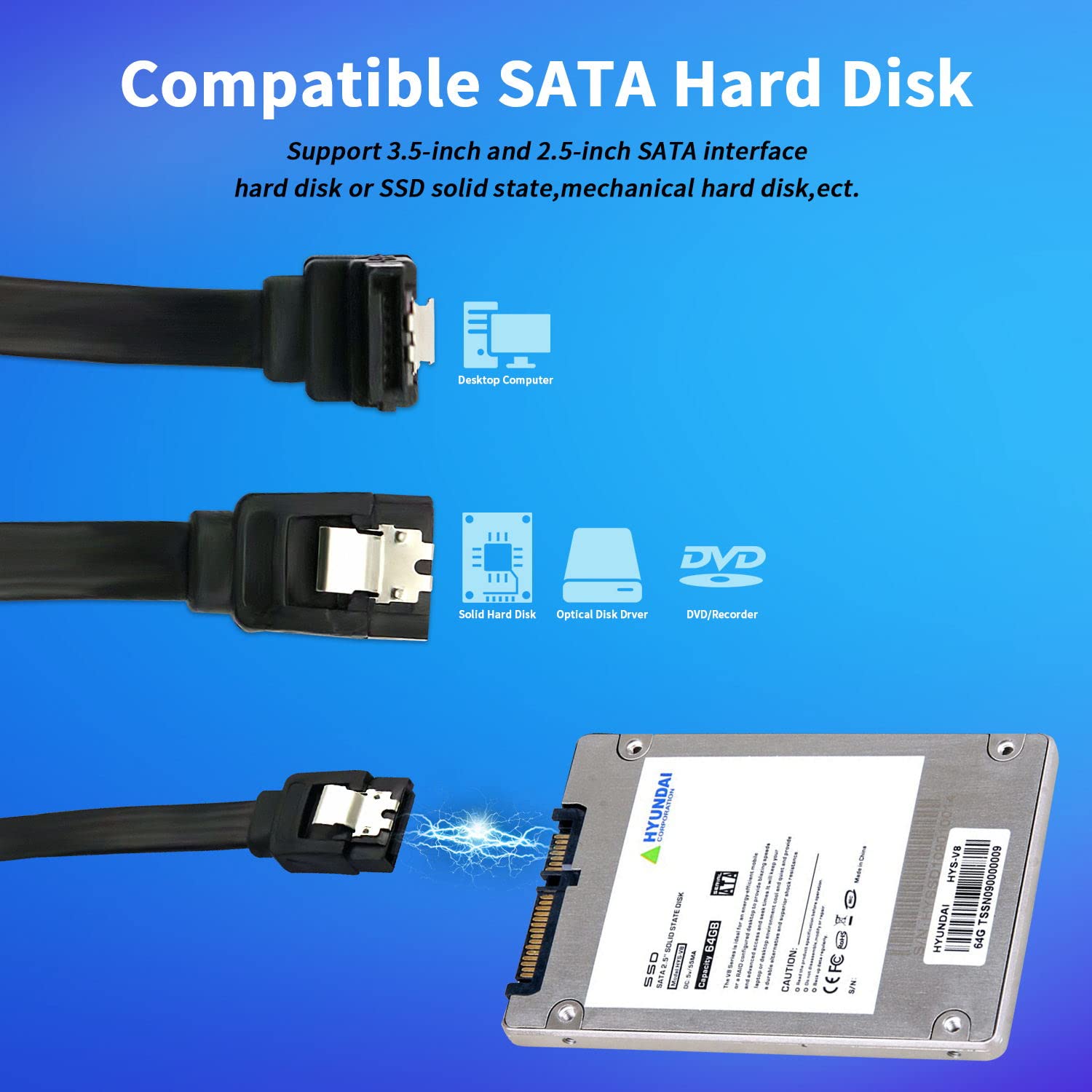 12-pak kabel kątowy 90 stopni ma znaczenie prosty kabel SATA czarny III kabel SATA 6,0 Gb/s, zestaw kabli SATA - 16 cali