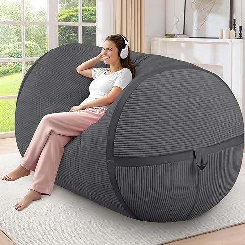 Miniatura 243 de HABUTWAY Puf gigante de 2 pies para adultos, con relleno de espuma viscoelástica, puf grande con funda de terciopelo holandés extraíble para sala de