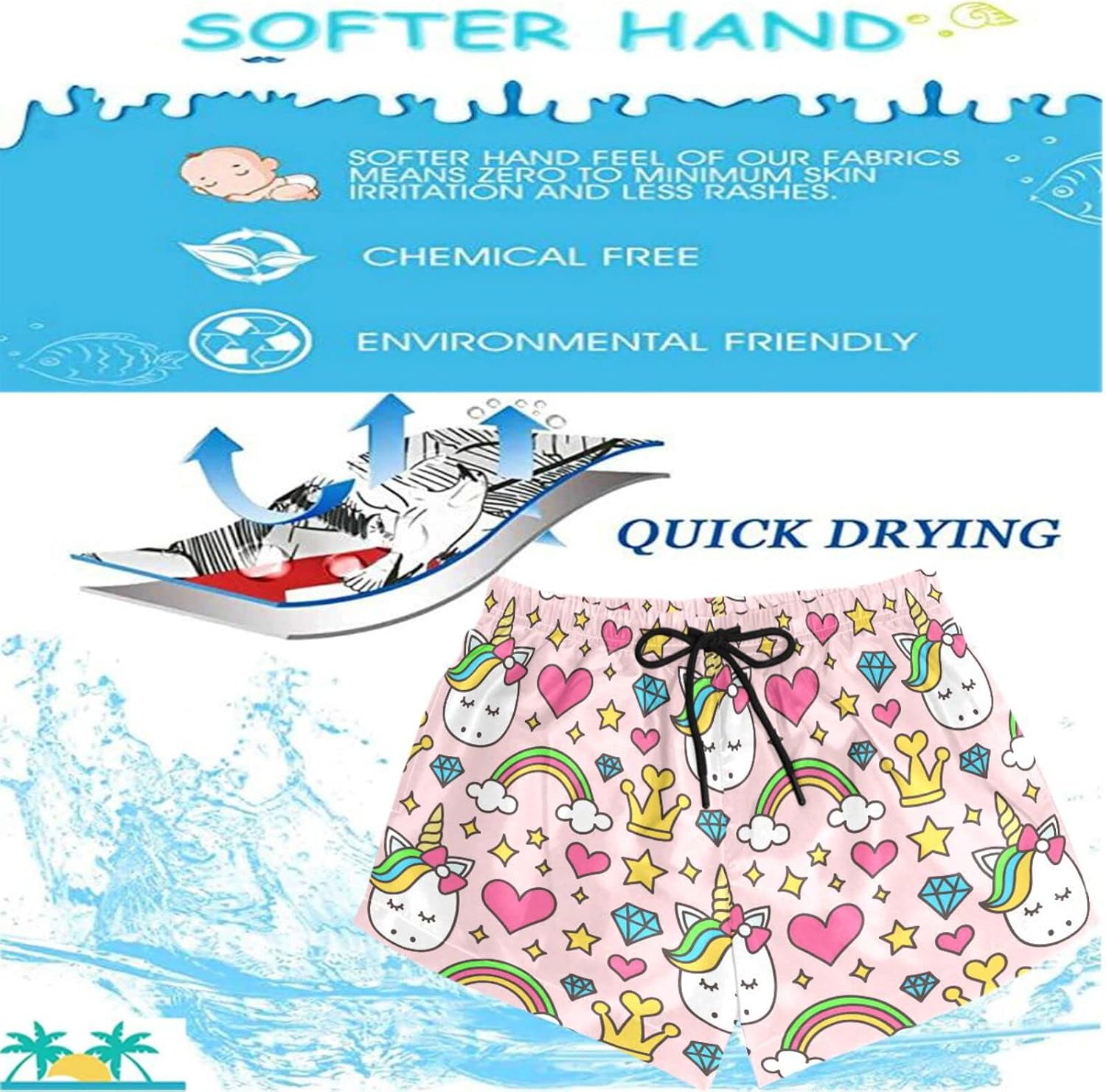 visesunny Stylish Women's Summer Floral Beach Boardshorts with Pockets Swim Trunks Quick Dry Swimming Shorts for Women