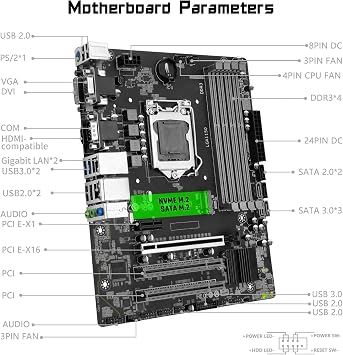 SHANGZHAOYUAN H97M PRO LGA 1150 Mainboard Kompatibel mit Intel Core 4th/5th Gen i3 i5 i7 /Pentium/Xeon (Micro ATX 4*DDR3 Non-ECC SATA3.0 USB3.0 NVME M.2 PCIE 3.0) PC Gaming Motherboard