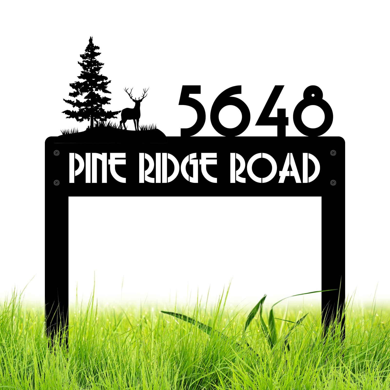 Personalized Deer Garden Signs for Front Door, Custom Garden Sign House Number for Outside, Personalized Address Metal Signs, Customlized Address