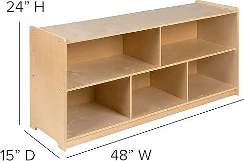 Miniatura 3 de Flash Furniture Hercules - Armario de madera de 5 secciones para el aula escolar para uso comercial o doméstico, seguro, diseño apto para niños, 24