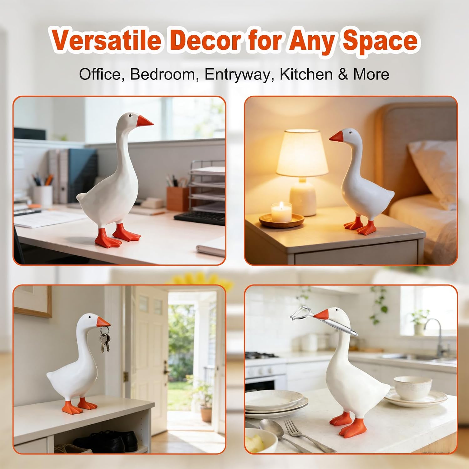 Desk Goose 7 Inch Cute Office Decor Desktop Statue Gifts for Women | Magnetic Goose Key Holder with Positive Vibe, Funny Desk Decor for Home Office Classrrom, Gifts for Coworkers Teachers Friend