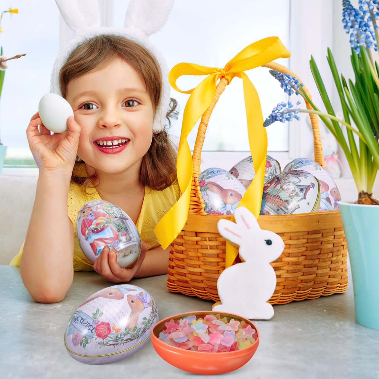 Barattolo Latta Pasqua - 14.5x10x10 Cm, 1200 Ml, Per Biscotti E Cioccolatini, Decorativo E Regalo - Foto 3