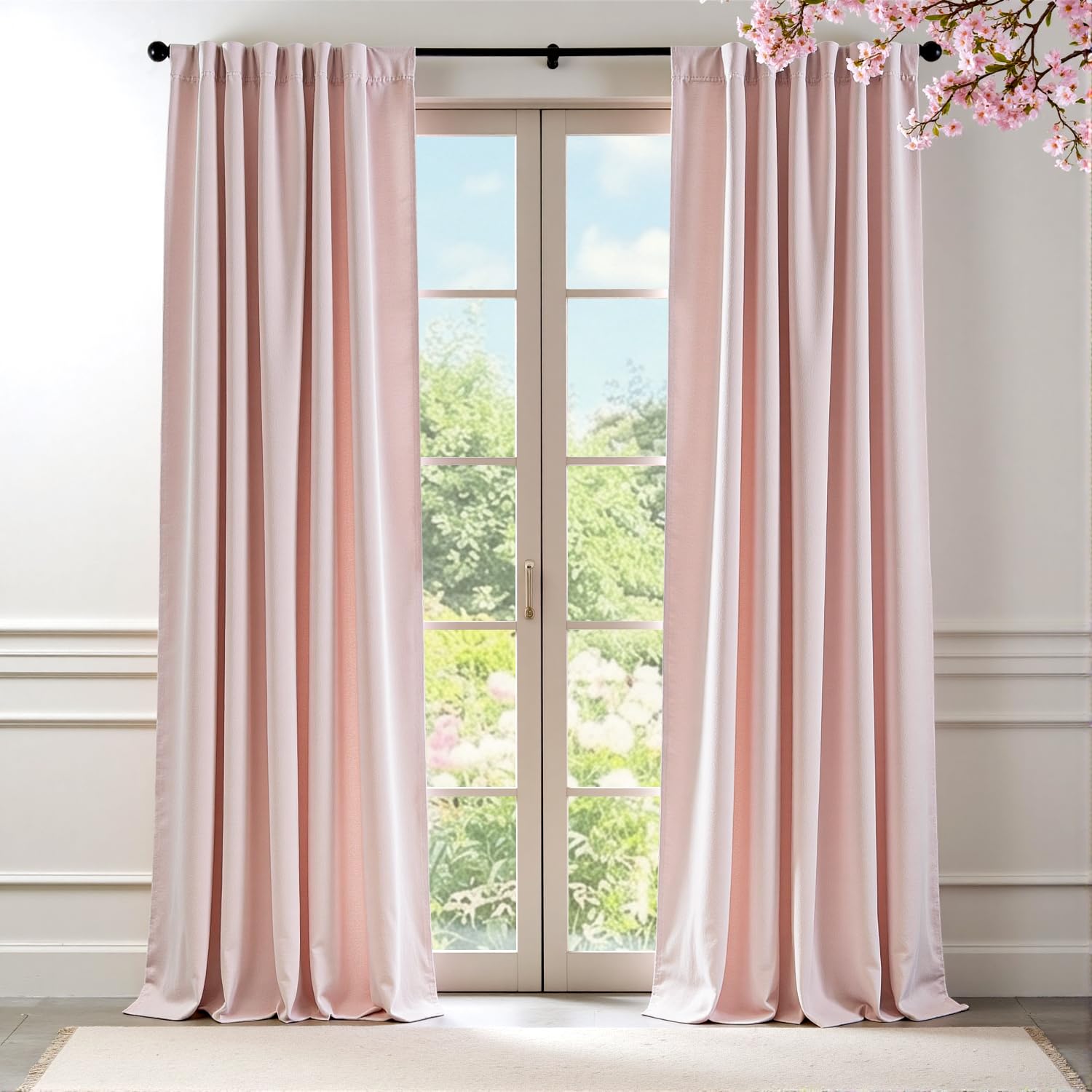 Lazzzy Velvet Blackout Curtains Thermal Insulated Room Window Drapes Super Soft Luxury Curtains for Living Room Bedroom Rod Pocket 2 Panels, Dusty