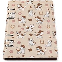 JOJOART Cowboy Cat Paw Stars Journals Binder Hardcover Journal Notebooks PU Leather Notebook 6-Ring Professional Notebook,Loose Leaf Notebook for Office Diary