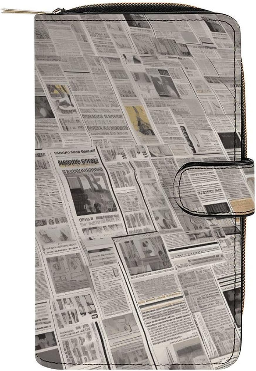 Newspaper Travel Wallet for Men & Women RFID Blocking Card Organizer Credit Card Holder Large Capacity
