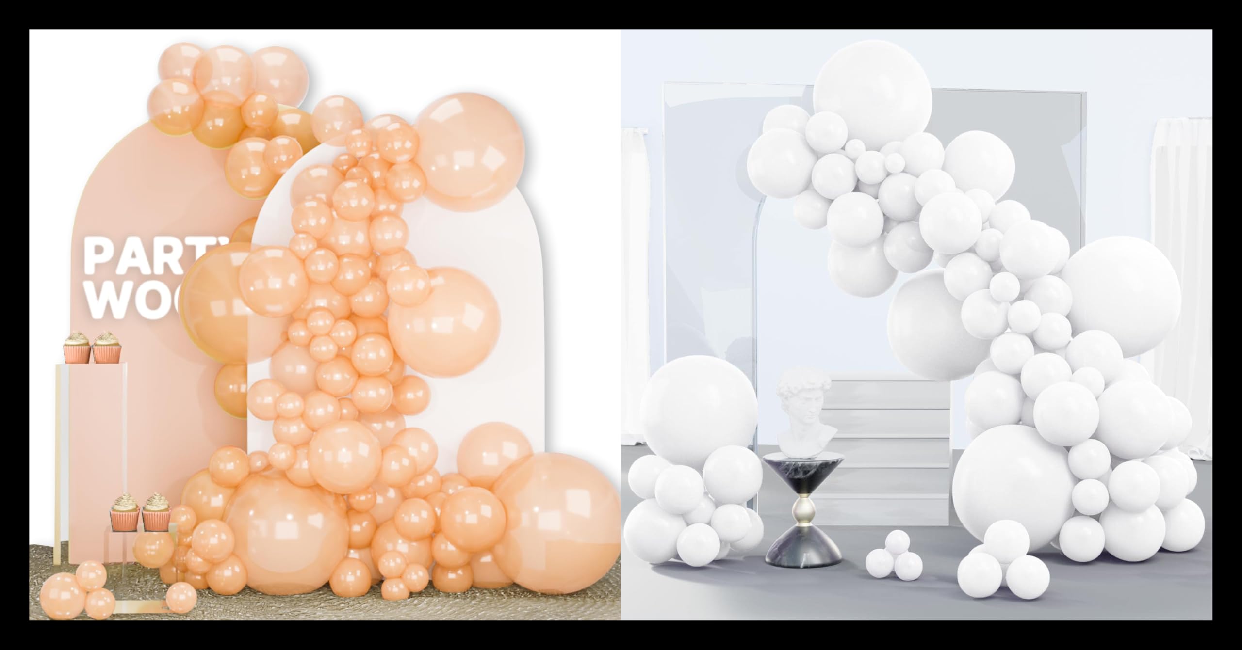 PartyWoo Pearl Peach Balloons 142 pcs and PartyWoo White Balloons 140 pcs