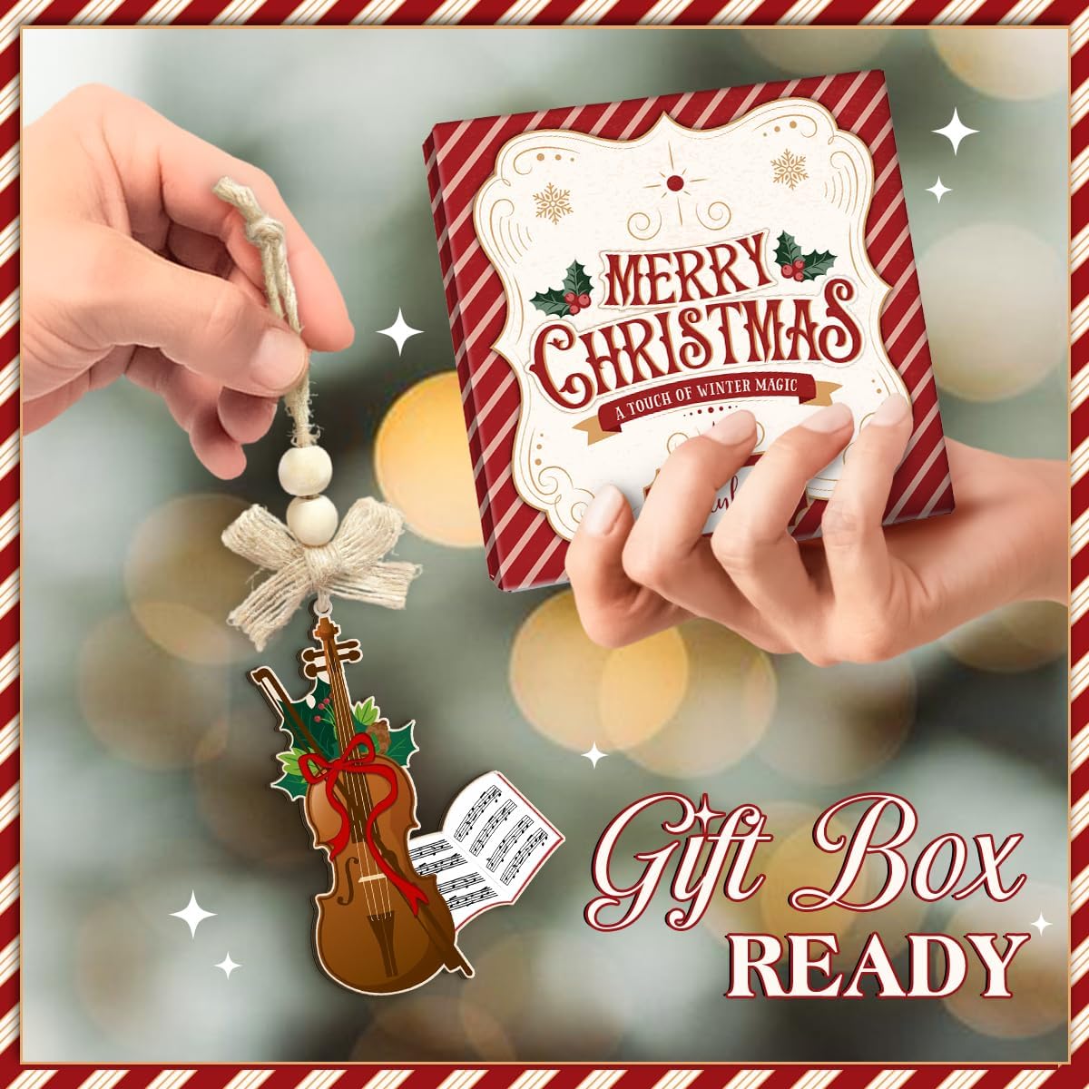 Miniature Violin Christmas Ornament – Holiday Music Wooden Ornaments Home Decor, Vintage Musical Instrument Gift for Violinists, Violists, Music Lovers & Violin Teachers - Image 7