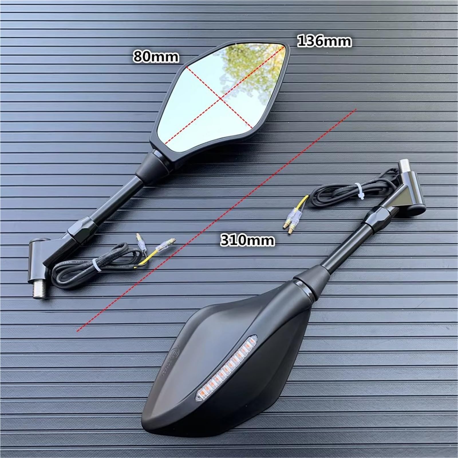 Retrovisores Moto Pares de espejos retrovisores negros para intermitentes para LED de 10 mm para Ducati Retrovisores motocicleta