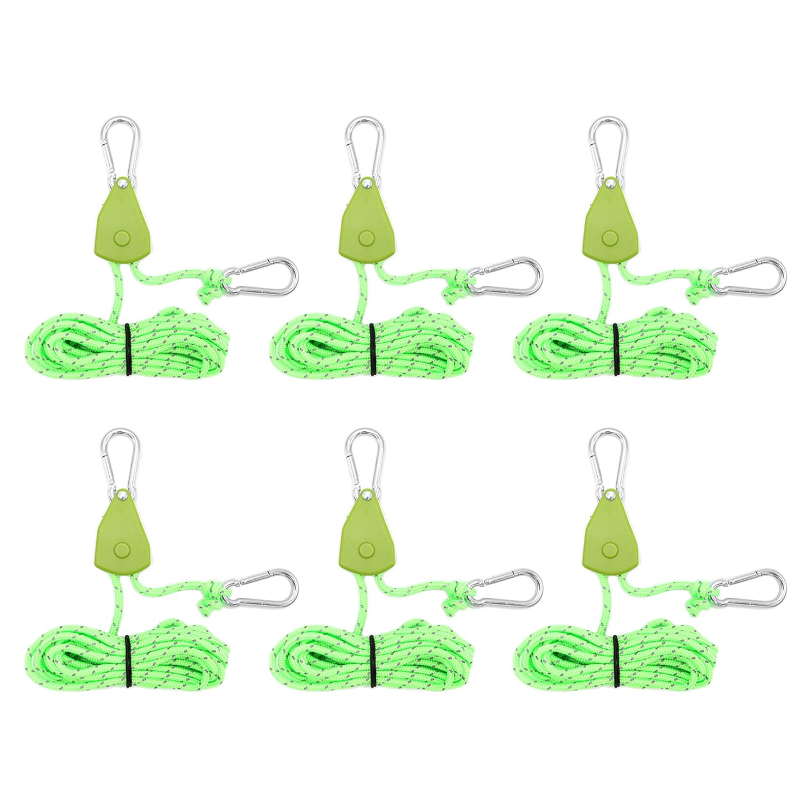 Accesorios de jardinería Aire Ajustados Trinquetes Gancho para Tienda de campaña Polea Perchas de Cuerda Crecer Perchas Ligeras con mosquetón Ajustador de polea Cuerda para Acampar