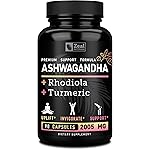 Ashwagandha Complex - Organic Ashwagandha Root Powder + Rhodiola Rosea + Turmeric - Premium Support Formula - Ashwagandha Capsules Supplement