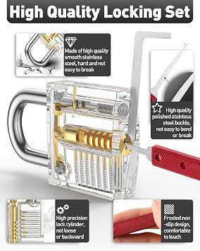 Eventronic 38+4 Piece Lock Picking Set, [2023 Upgrade Version] Lock Pick Tool Kit with 4 Transparent Training Locks for Lockpicking, Bonus E-Guides for Beginner and Pro Locksmiths