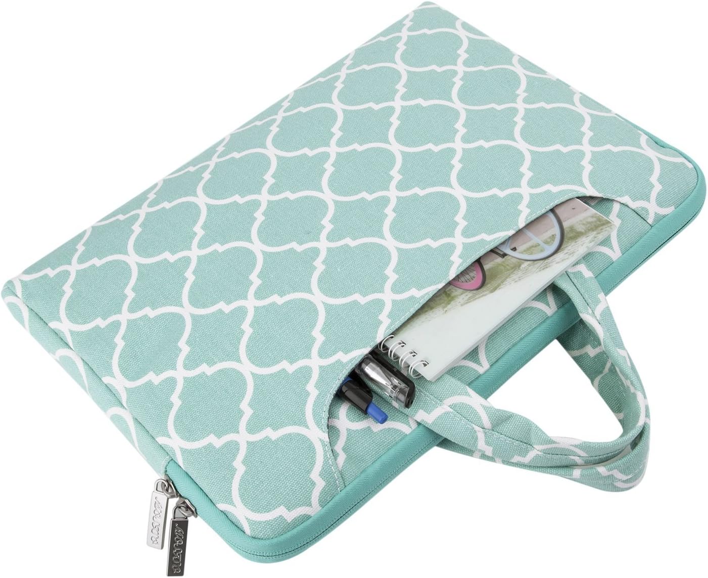 MOSISO Laptop Shoulder Bag Compatible with MacBook Pro 16 inch 2021 M1 Pro/Max A2485/2019-2020 A2141/Pro 15 A1398, 15-15.6 inch Notebook, Canvas Carrying Briefcase Sleeve Case Quatrefoil MO-QAF004
