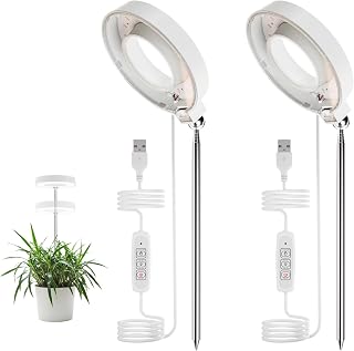 2pcs Grow Light with Magnetic Connection by Smeileas, Full Spectrum Dimmable Plant Lamp with Adjustable Stand, 360° Swivel Head & Auto Timer for Office & Home Plants