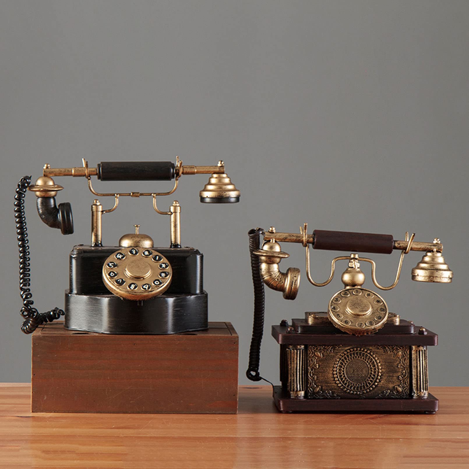 Teléfono con cable antiguo, teléfono fijo decorativo único para el hogar, oficina, tiendas, accesorios de fotografía