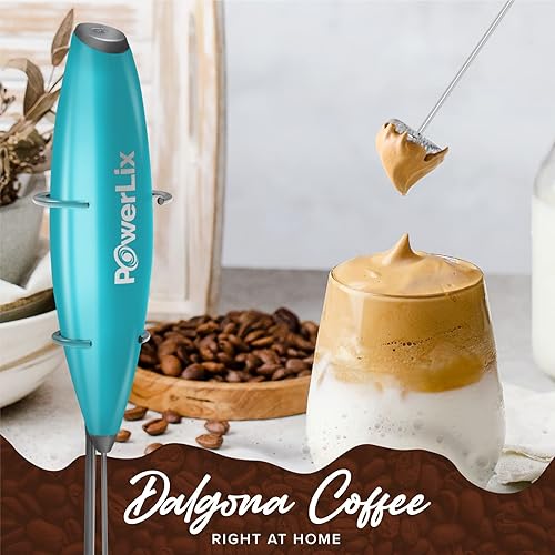 Vista 83 de PowerLix Espumador de leche de mano, funciona con pilas, batidora eléctrica para café, latte, capuchino, chocolate caliente, mini batidora duradera