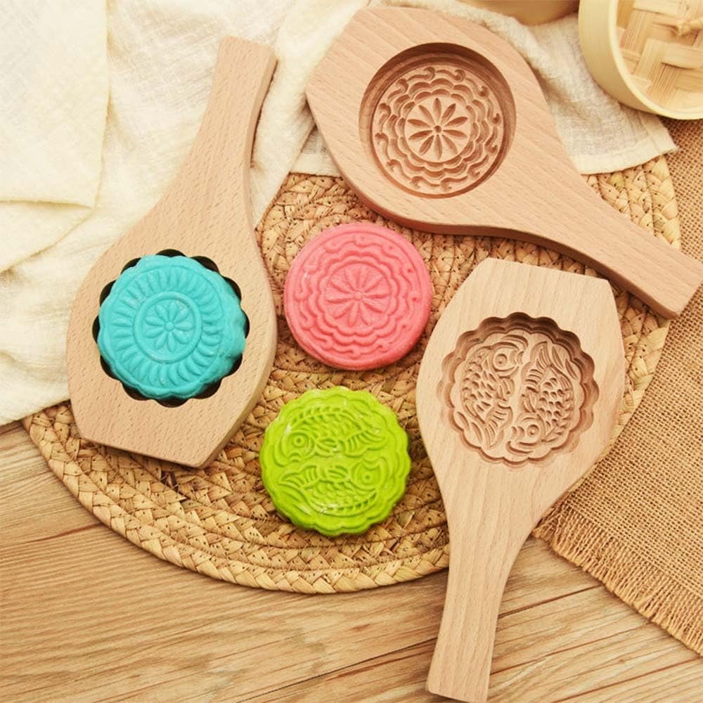 Keksausstecher, Plätzchenformen aus Holz, Kekse, Mondkuchenform, traditionelle chinesische Gebäckformen, Herbstfest-Kuchen, Mondwerkzeug, Kuchenform 3D