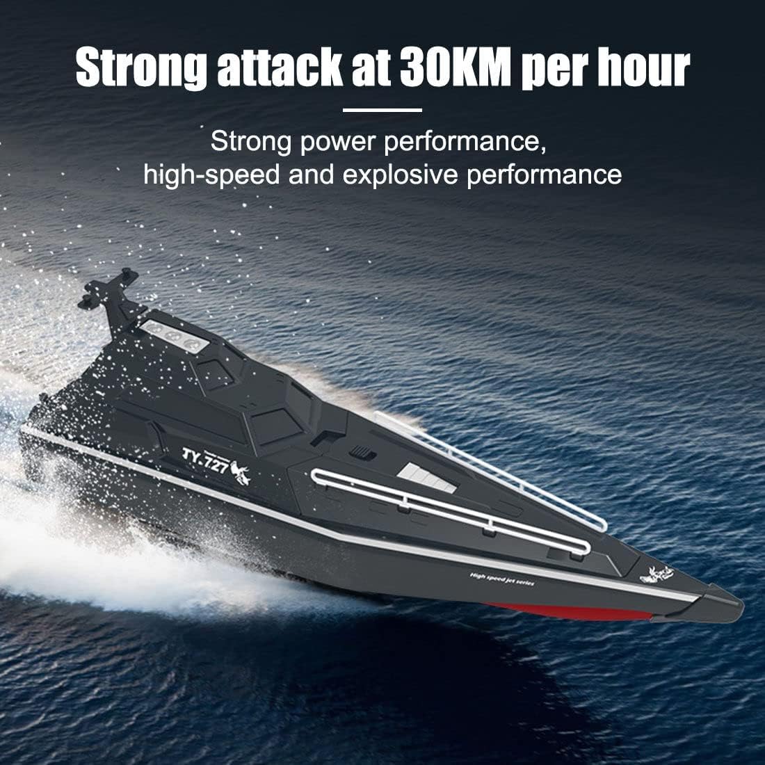 Barco De Carreras RC De Alta Velocidad, Lancha Rápida Eléctrica Grande con Control Remoto para Adultos, Motor Dual, Impermeable, Autoadrizable, para Uso En Piscinas De Lagos, Grey