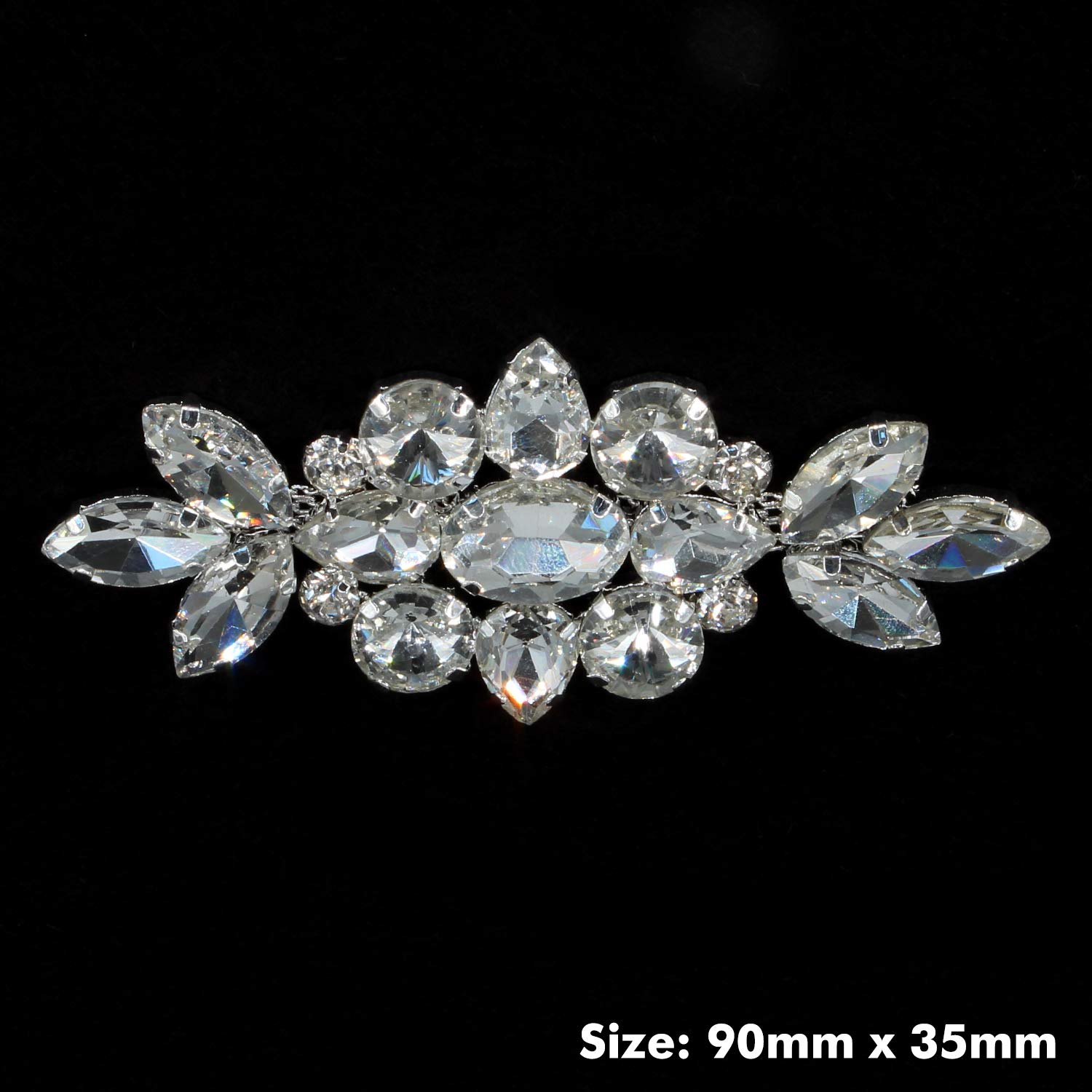 Weddecor Toppa Con Strass Argento Da Cucire 100x100 Mm - Applicazione Per Abiti Da Sposa E Accessori