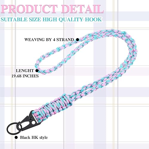 Miniatura 3 de Frienda Juego de 2 cordones de paracaídas de alta resistencia, correa de silbatos trenzada, 550 llaveros para actividades al aire libre