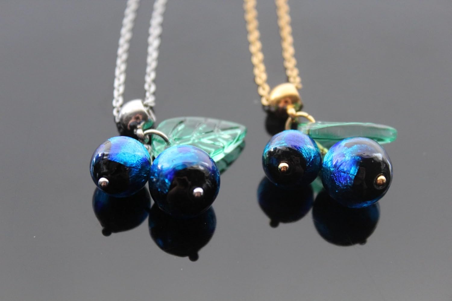 Handmade Blueberry Necklace with Murano Glass Beads