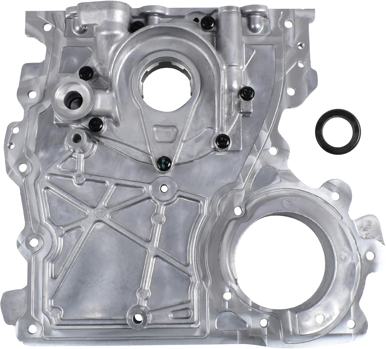 Timing Chain Cover w/Oil Pump for 2002-2012 Chevy GMC Isuzu Hummer 2.8L 2.9L 3.5L 3.7L 4.2L Engine, Fits Envoy Colorado Canyon Trailblazer, OEM#12628565 12601930 12601932