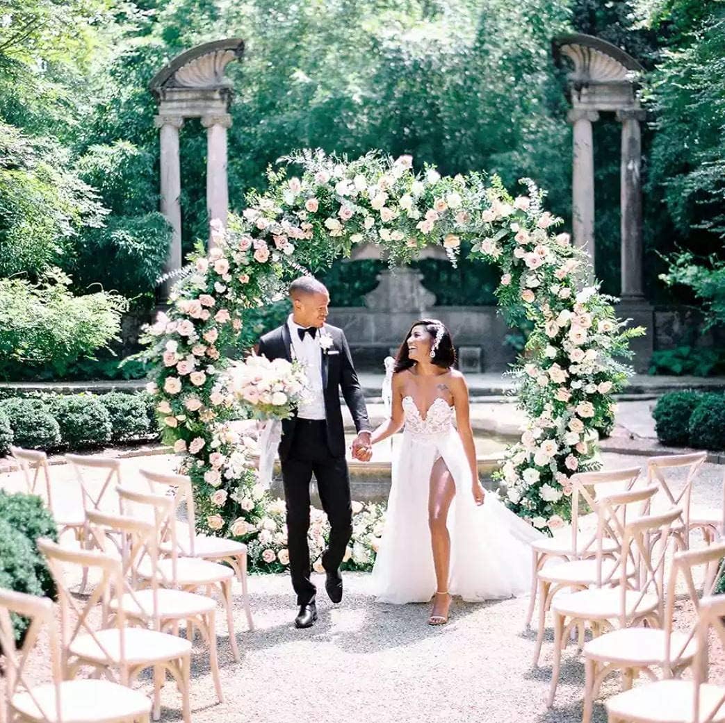 6.5FT Tall X 6.5FT Wide Metal Ring Arch for Outdoor Party Backdrop Decoration (with Ground Anchors, Screwdriver, and Instructions)