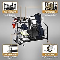 Vista 5 de Yes4All Golf Storage Garage Organizer, Golf Bag Storage Stand and Other Golfing Equipment Rack, Extra Storage Rack for Golf Clubs,Black