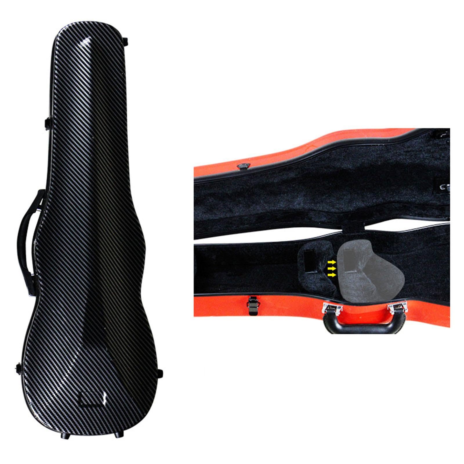 Estuche Rígido para Violín, Caja de Violín de Fibra de Carbono, Estuche Rígido Portátil Tipo Bolso para Guardar El Violín, Bolsa para Violín para Prin, negro