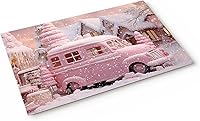 Vista 21 de Tapete para puerta de Navidad, bonito muñeco de nieve, árbol de Navidad, diseño de búfalo rojo y negro, tapete antideslizante para interiores