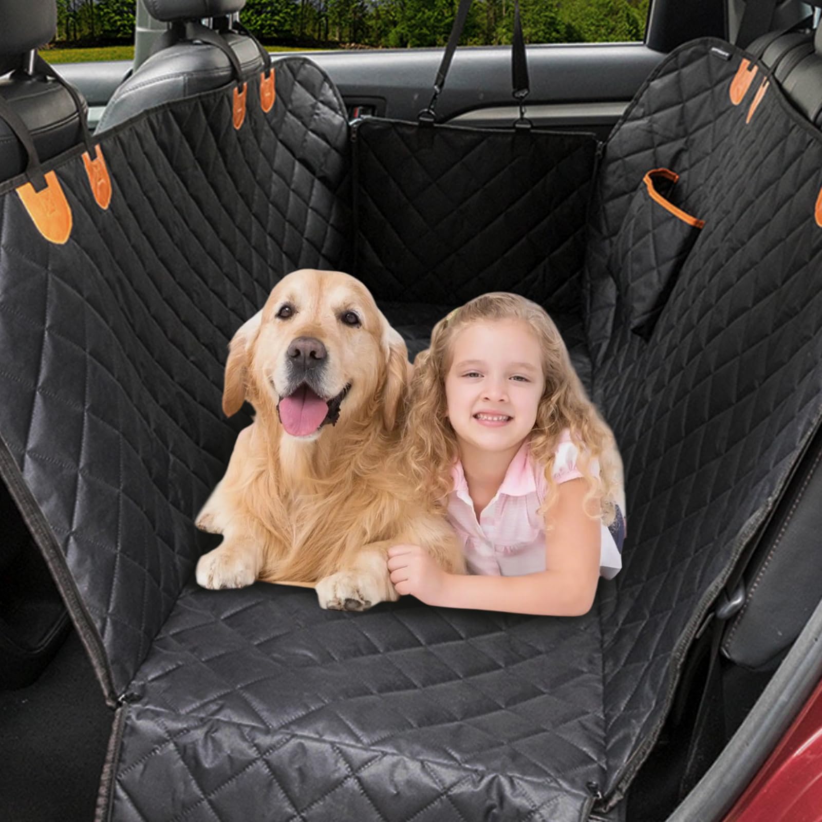 Funda Coche Perro - Cubre Asientos Coche Mascota 4 En 1 - Protector Asiento Trasero Vehículo Mascota - 137×147cm Funda para Mascotas con Ventana y Laterales, Impermeable, Antirayaduras, Para Maletero