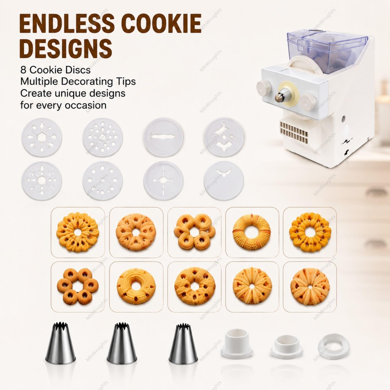 Macchina automatica per la preparazione di biscotti, 180 W, con ugelli intercambiabili, per modellare biscotti creativi per la cottura domestica, cucine e studi di cottura