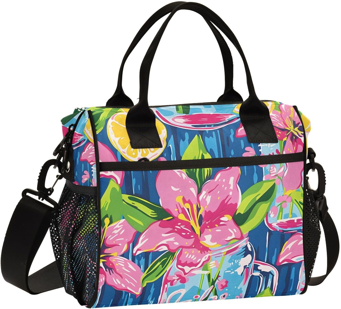 Palm Leaf Tropical Plant Green Leaves Lunch Bag Insulated Lunch Box for Women Men Cooler Bag Leakproof Reusable Lunch Tote Bag with Shoulder Strap Work Picnic