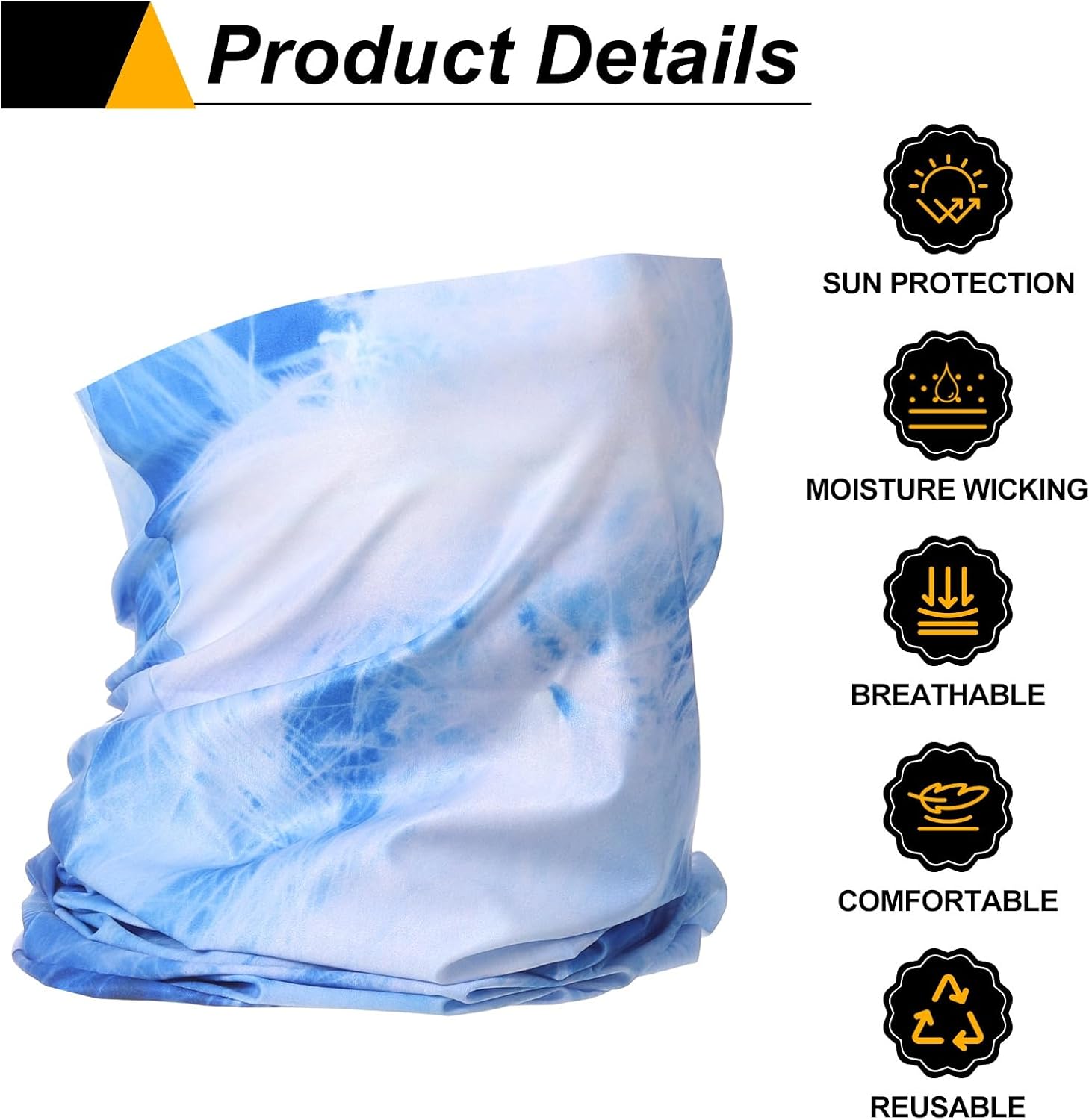HARFINGTON Summer Cooling Neck Gaiter Sun Protection Face Mask Fishing Neck Gaiter Unisex Sunscreen Breathable Bandana for Fishing Outdoor Sports, Gradient Blue-White - Image 4