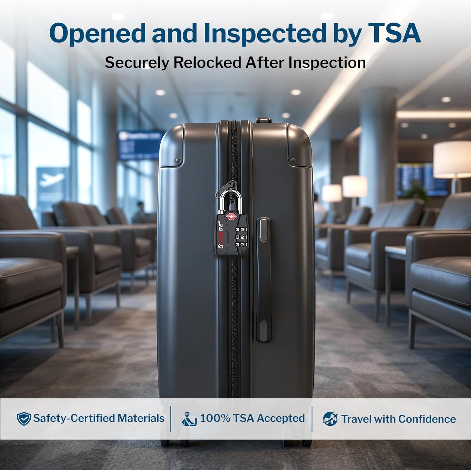 Forge TSA Luggage Combination Lock - Open Alert Indicator, Easy Read Dials, Alloy Body- Ideal for Travel, Lockers, Bags (Black 4PK) - Image 5