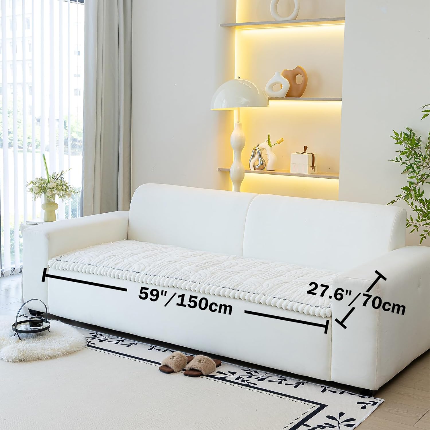 Couch Cover for Dogs, Washable Non-Slip Pet Sofa Protector, Soft Sofa Slipcovers Cushion Protector for Dogs and Cats. (Beige, 27.6" x 59.06" x 1.5")