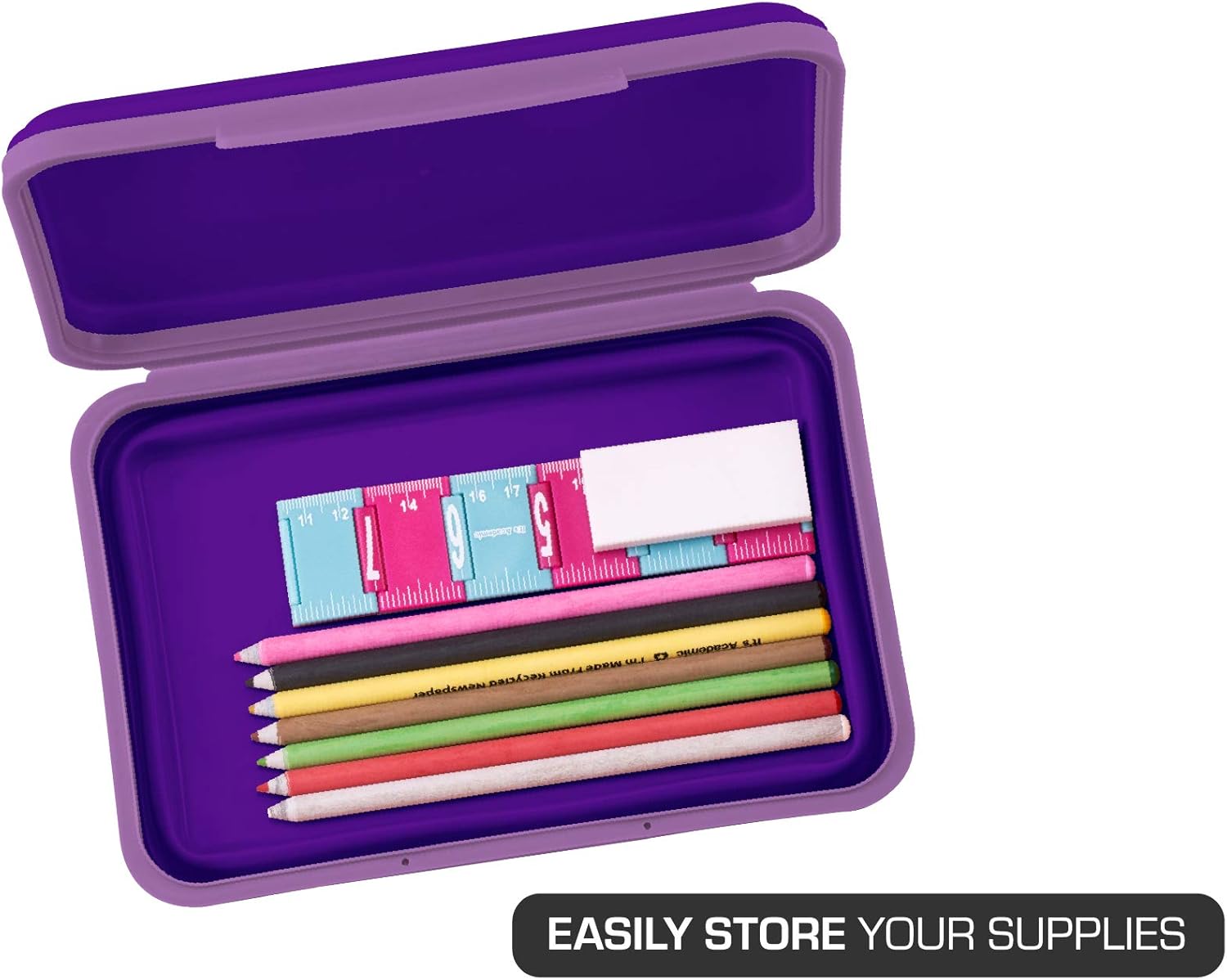 It's Academic Flexi Storage Box, Folding, Collapsible and Adjustable for Pencils, Supplies, and More, Purple (23135) (Pack of 2)